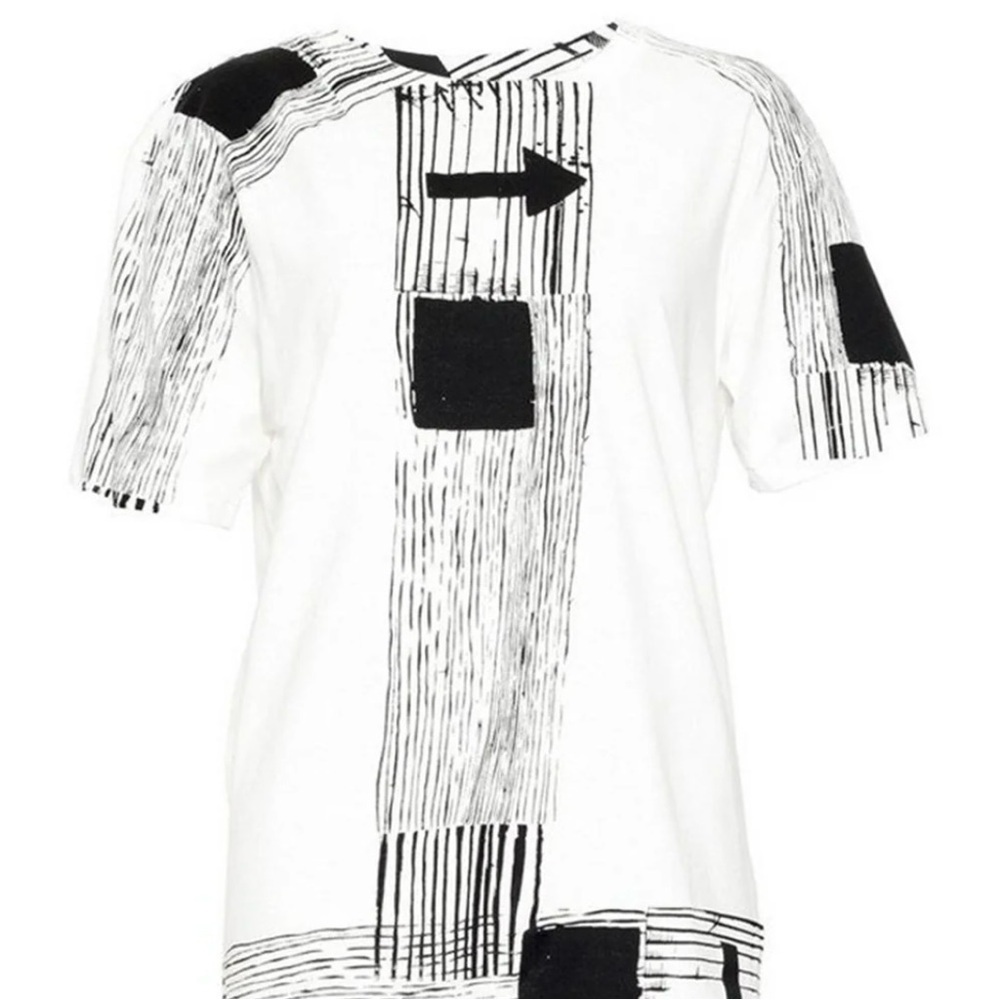 Edeline Lee Raw Graffiti Screen-Printed Organic Cotton T-Shirt Size Medium - Picture 2 of 6